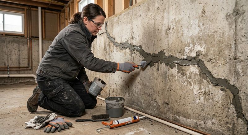 Cracked Basement Floor Repair in Sharon, MA