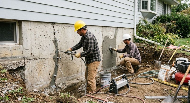 Cracked Foundation Repair in Berkley, MA