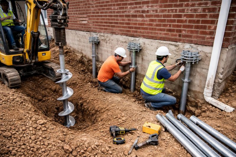 Helical Piers Installation in Sharon, MA