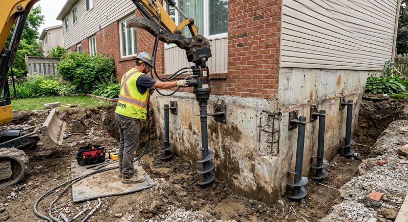 Helical Piers Installation in Sharon, MA