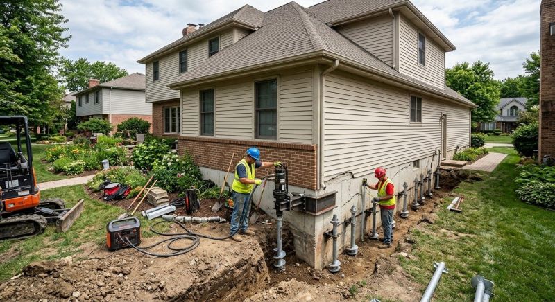 Helical Piers Installation in Sharon, MA