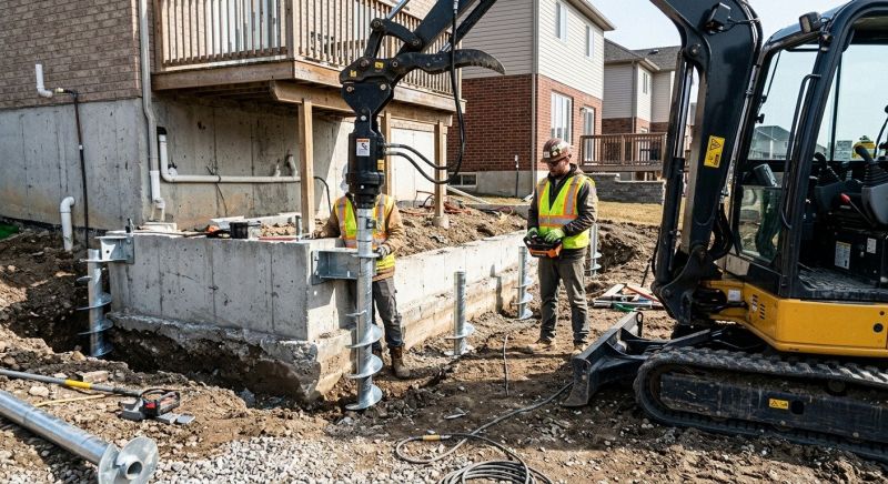 Helical Pile Installation in Sharon, MA