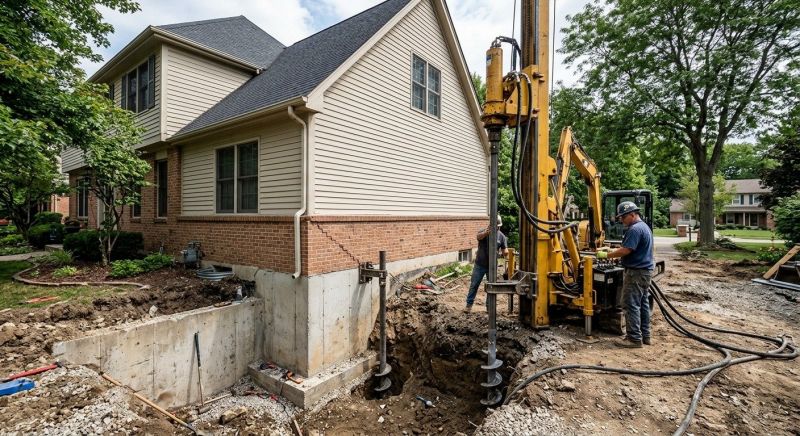 Helical Pile Installation in Sharon, MA